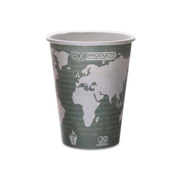 Eco-Products Hot Paper Cups, World Art, 12 Oz., Plant-Based Resin Inner Lining, 50/Pack, Gray ECOEPBHC12WA - main